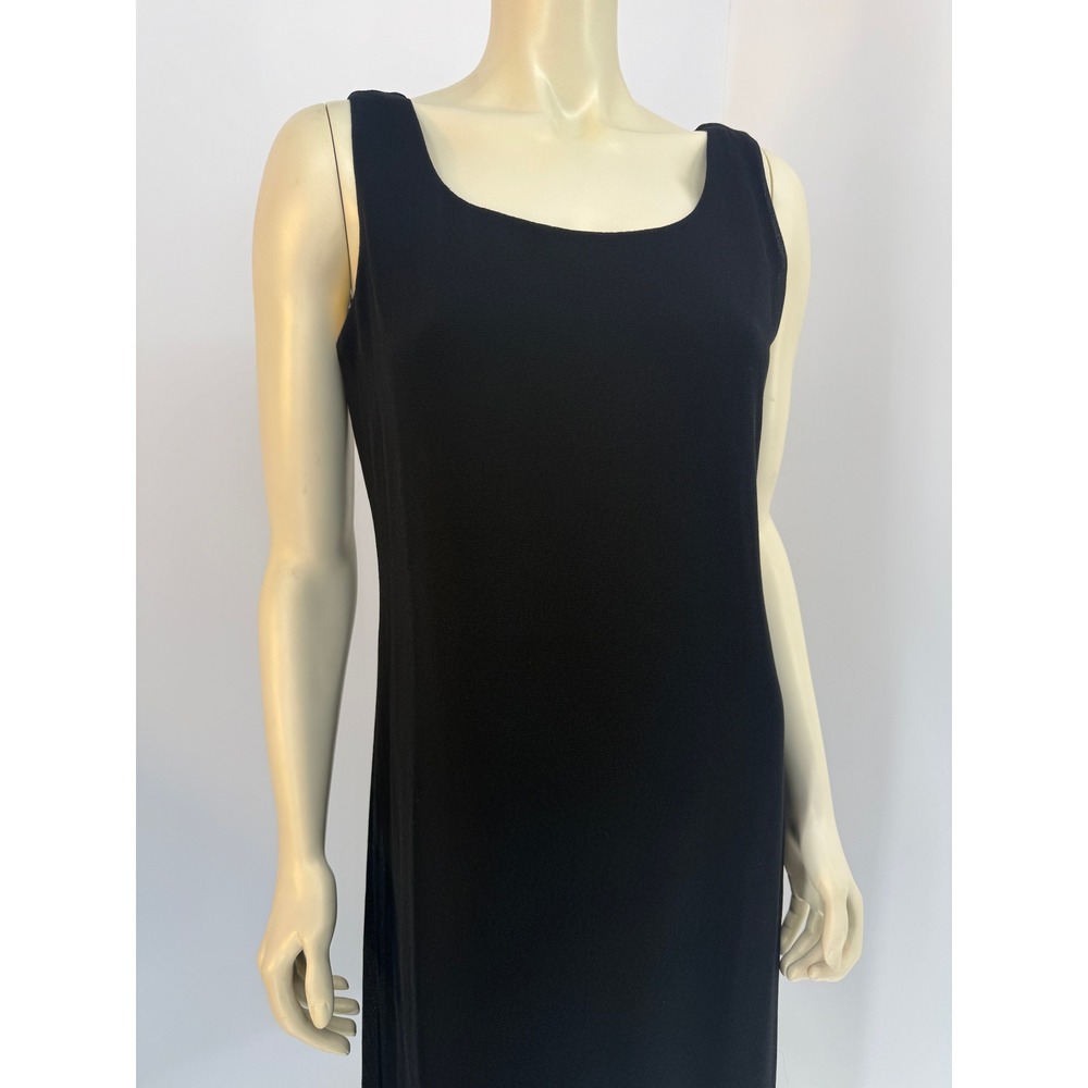 Molly Malloy Evening Black‎ Sleeveless Maxi Dress Scoop Neck Sheer Overlay Sz 10 - Picture 2 of 12